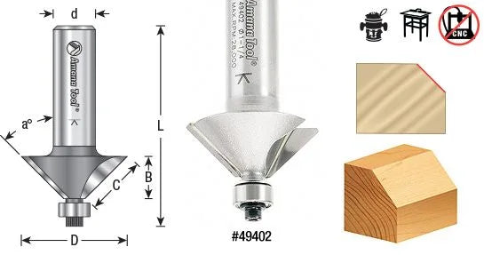 Chamfer 45 degree Router Bit